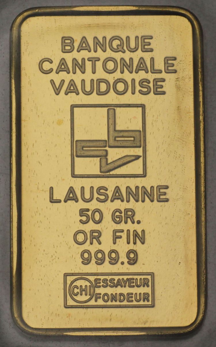 50g Goldbarren Banque Cantonale Vadoise Lausanne