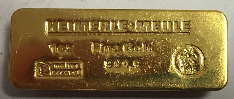 1 Unzen Goldbarren Heimerle+Meule