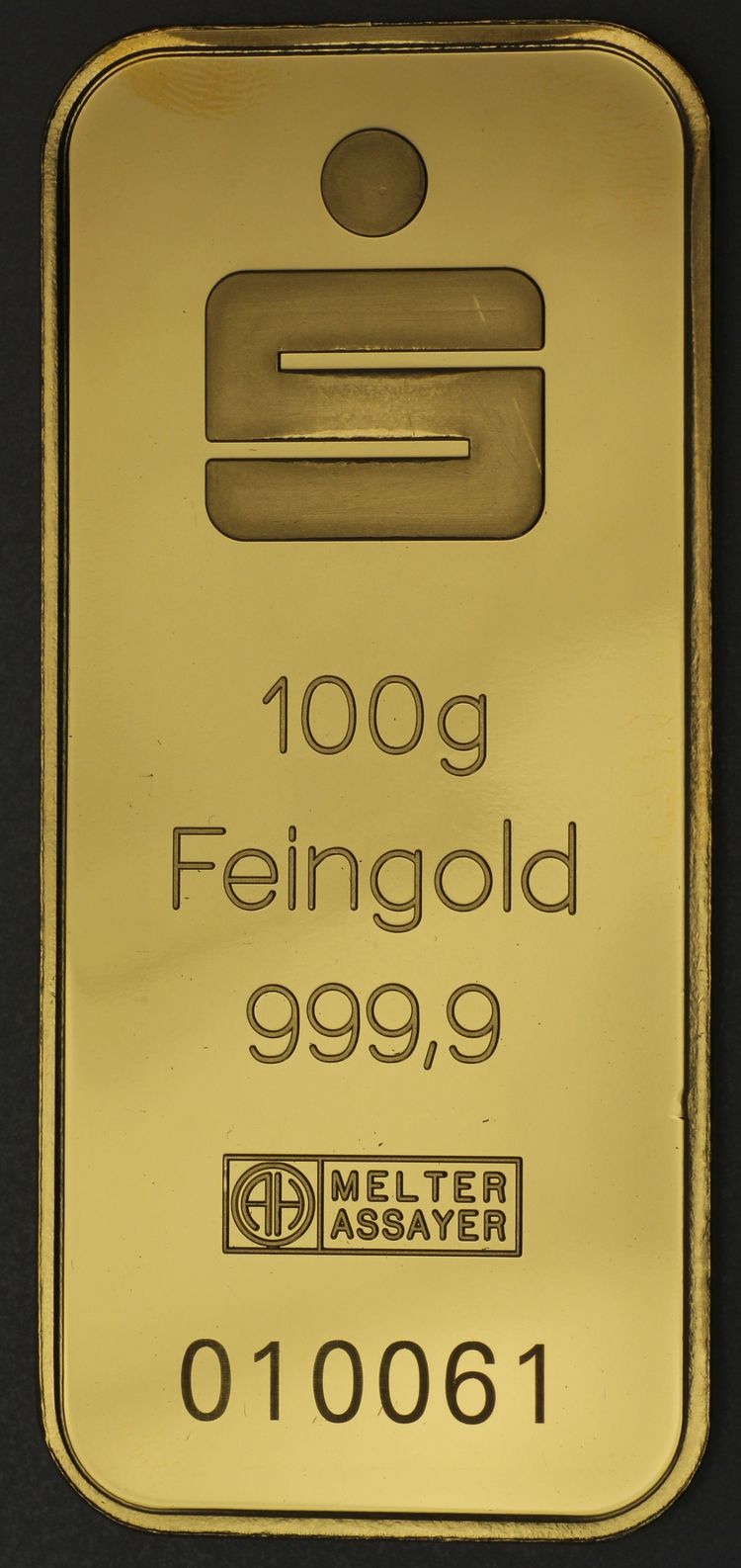 geprägter 100g Goldbarren Sparkasse