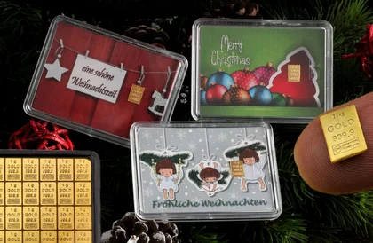 1g Goldbarren als Weihnachtsgeschenk in ESG Motivbarrenbox