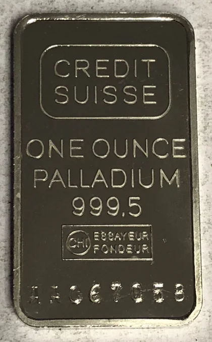 1oz Palladiumbarren Credit Suisse