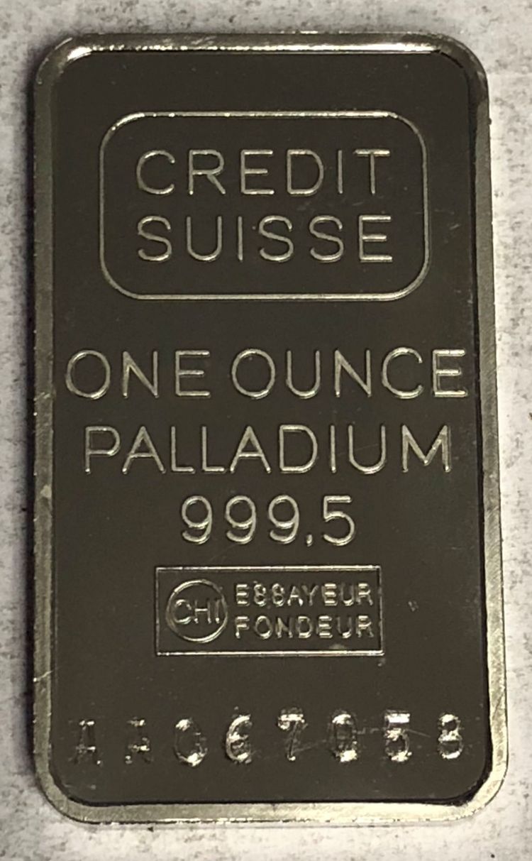 1oz Palladiumbarren Credit Suisse