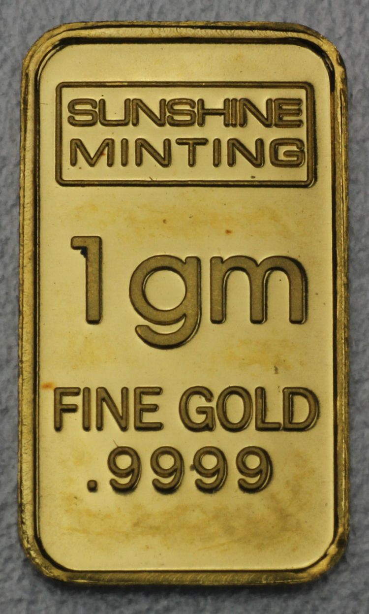 1g Goldbarren Sunshine Minting 1g Goldbarren Sunshine Minting