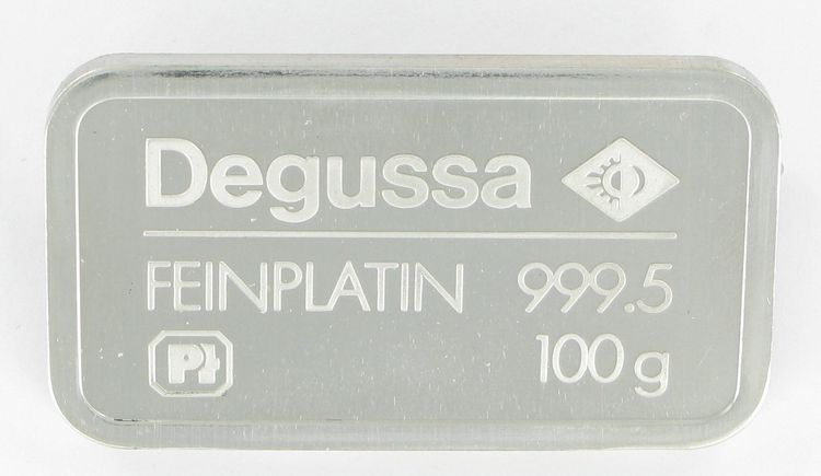 100g Platinbarren Degussa geprägt