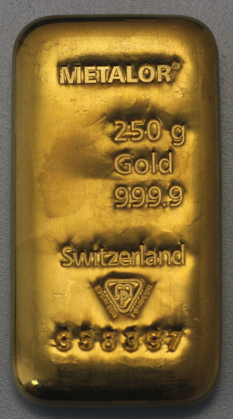 250g Goldbarren Metalor