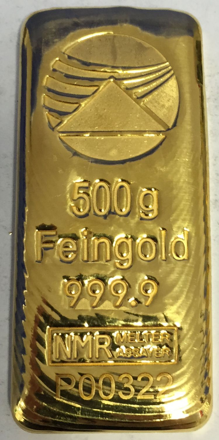 500g PIM Goldbarren