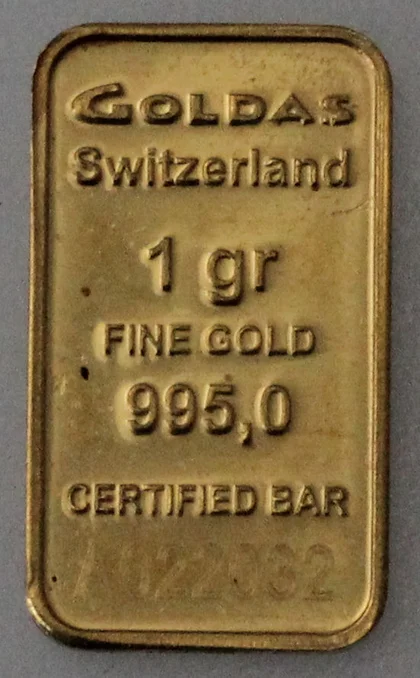 1g Goldbarren Goldas Swotzerland