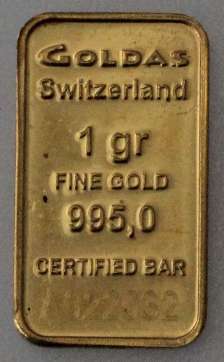 1g Goldbarren Goldas Swotzerland