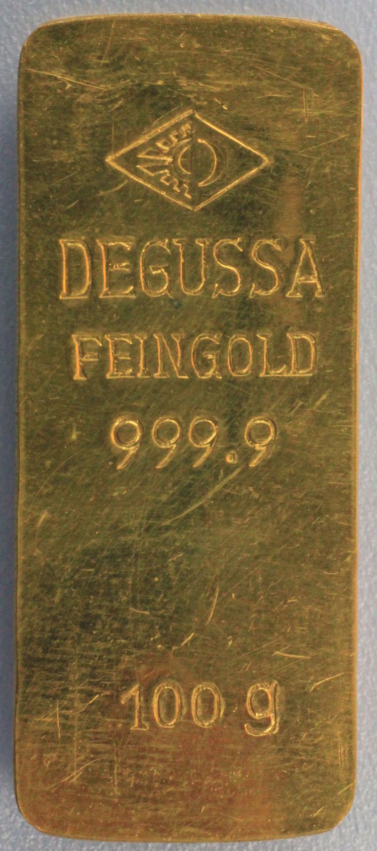 100g Goldbarren Degussa