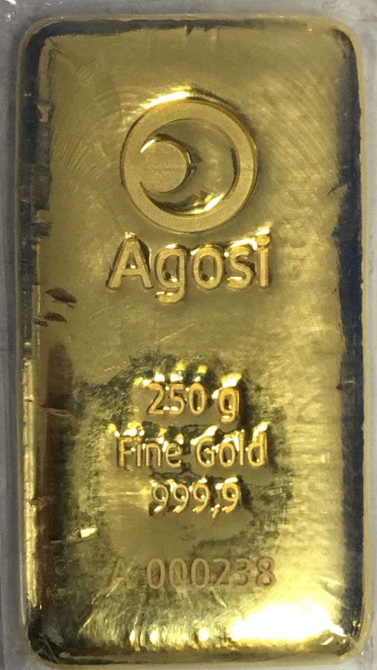 250g Goldbarren AGOSI