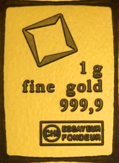 1g Goldbarren aus Valcambi CombiBar mit neuem Logo