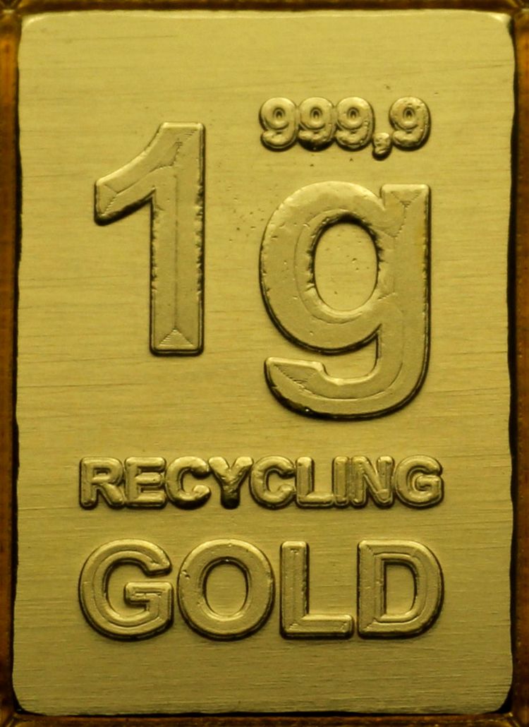1g Gold einer ESG Recyclingtafel 1g Gold einer ESG Recyclingtafel