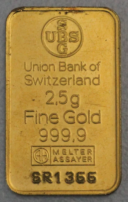 2,5g Goldbarren UBS