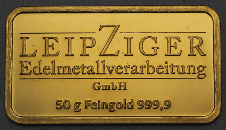 50g Goldbarren LEV Leipziger Edelmetallverarbeitung
