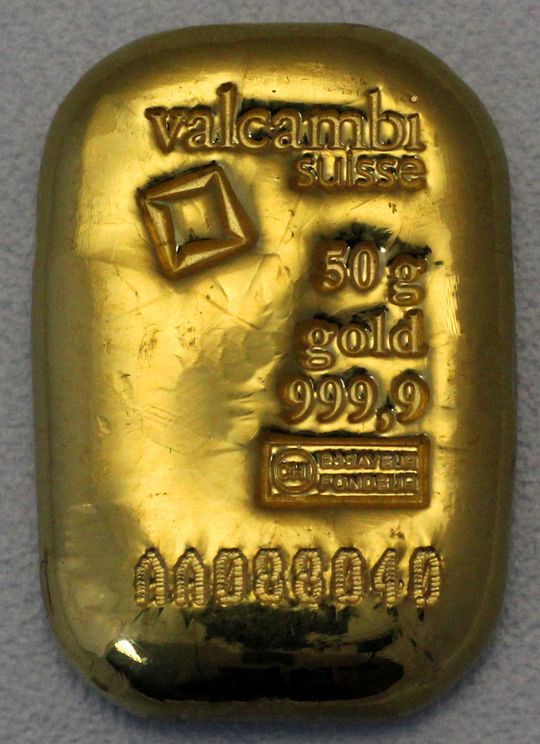 50g Gold gegossen Valcambi
