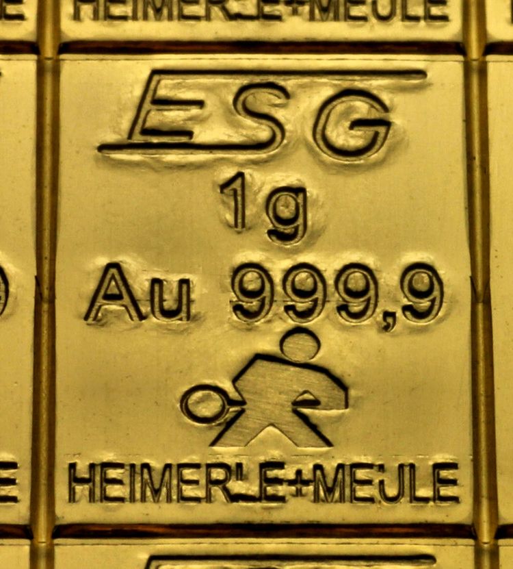 1g Goldbarren von ESG / Heimerle+Meule Goldtafel 1g Goldbarren von ESG / Heimerle+Meule Goldtafel