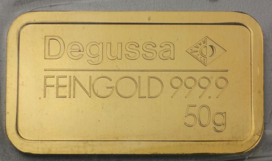 Goldbarren Degussa 50g