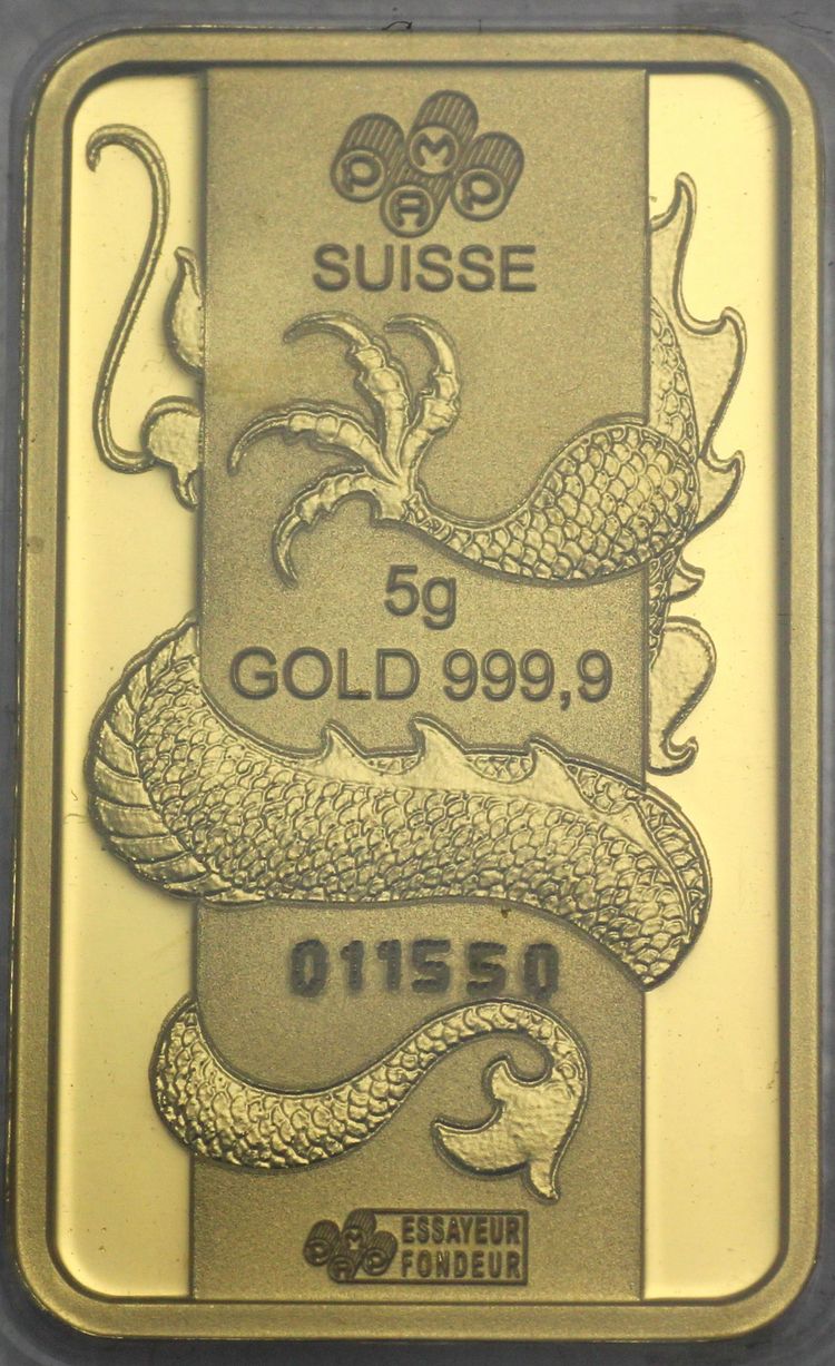 5g Goldbarren PAMP Lunar Serie Drachen