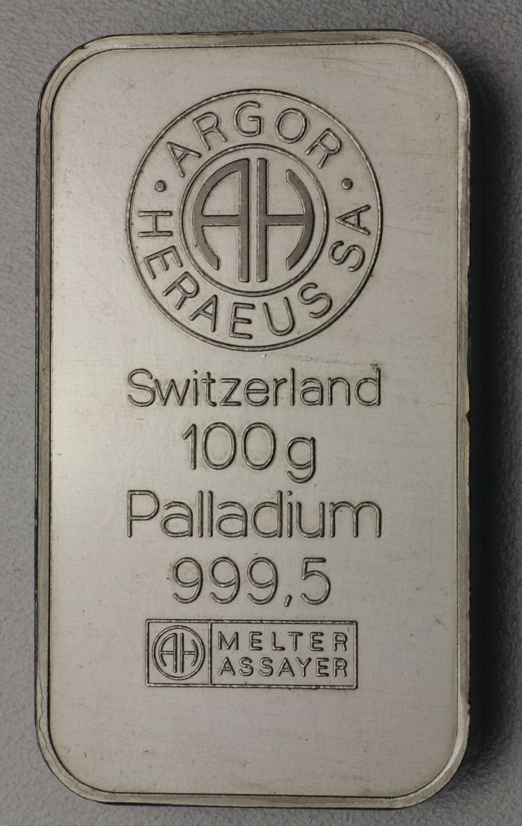 100g Palladiumbarren Argor-Heraeus 100g Palladiumbarren Argor-Heraeus