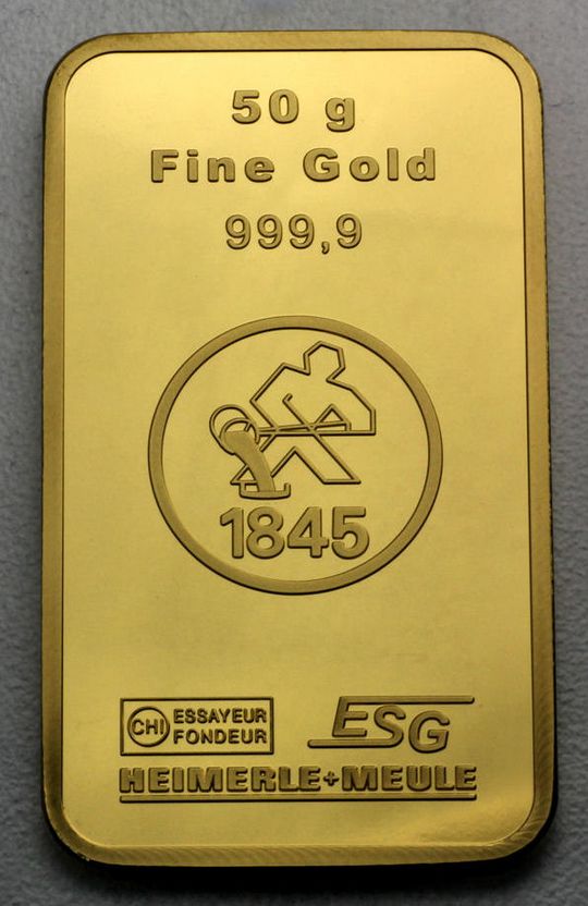 50g Goldbarren ESG - Heimerle+Meule - Valcambi
