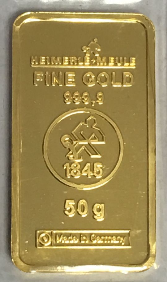 50g Goldbarren Heimerle-Meule