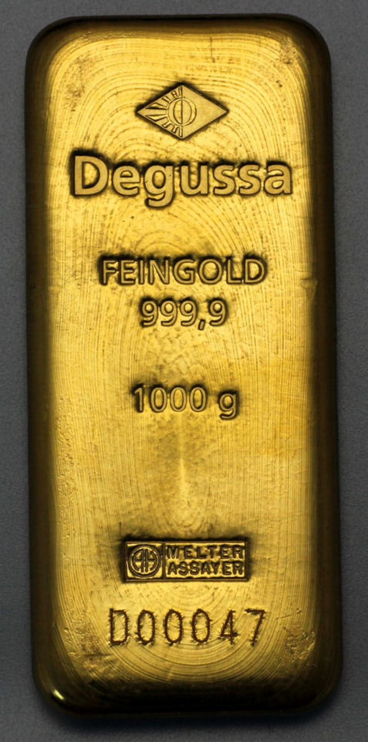 1kg Goldbarren mit Degussa Logo von Argor-Heraeus 1kg Goldbarren mit Degussa Logo von Argor-Heraeus