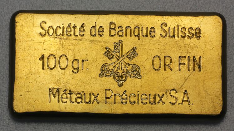 100g Barren Or Fin Societe de Banque Suisse Metaux Precieux SA