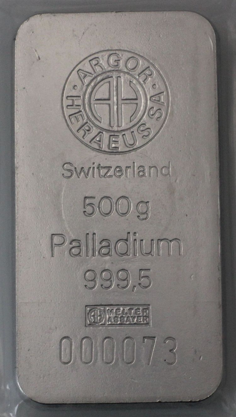 500g Palladiumbarren Argor-Heraeus