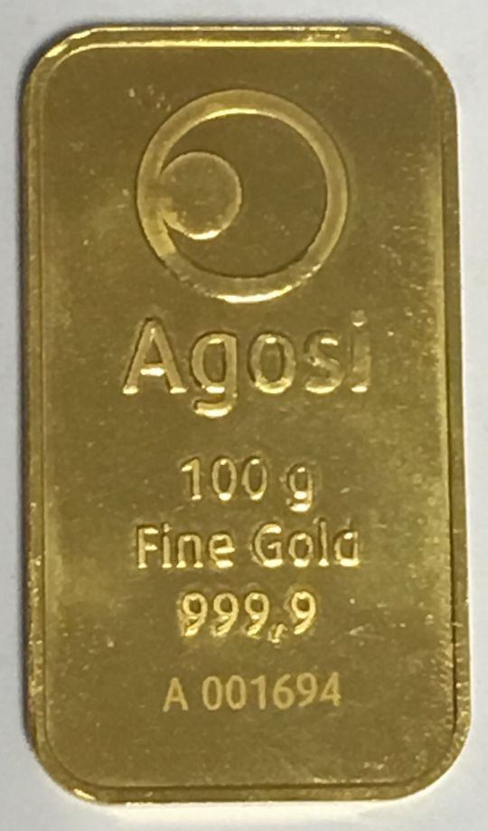 100g Agosi Goldbarren