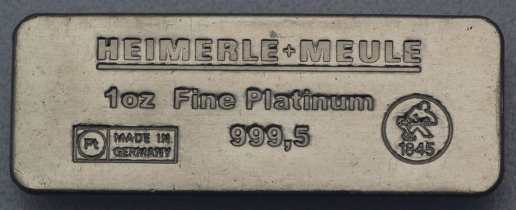 1oz Platinbarren Sargbarren Heimerle+Meule