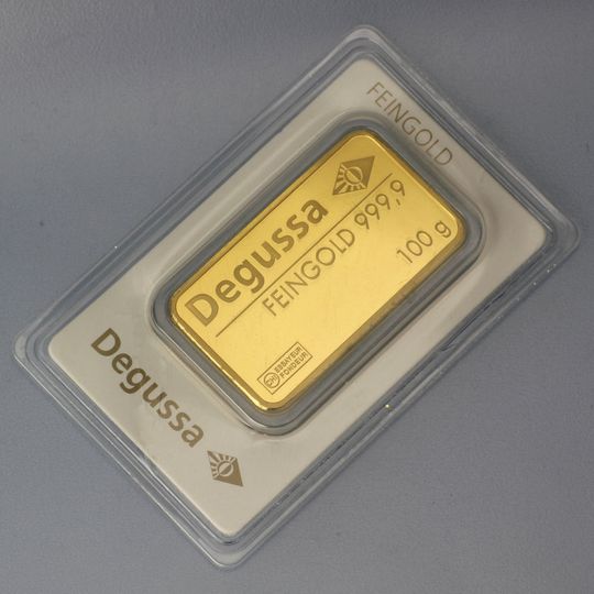 neuer 100g Degussa Goldhandels Barren