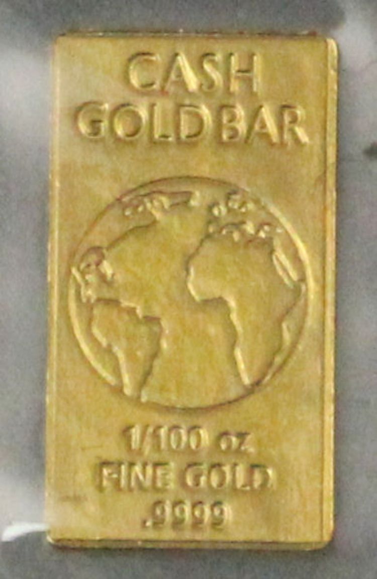 1/100oz Cash Goldbarren