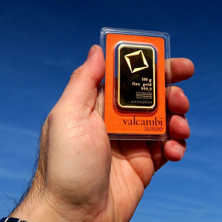 100g Goldbarren geprägt 100g Goldbarren geprägt