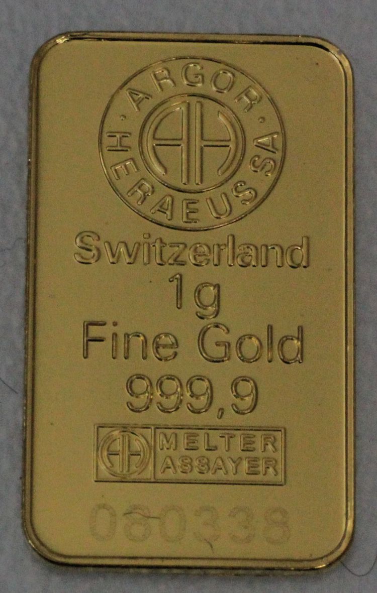 1g Feingold Barren von Melter Assayer 1g Feingold Barren von Melter Assayer
