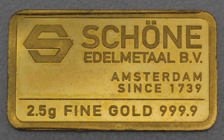 2,5g Schöne Edelmetall B.B. Goldbarren