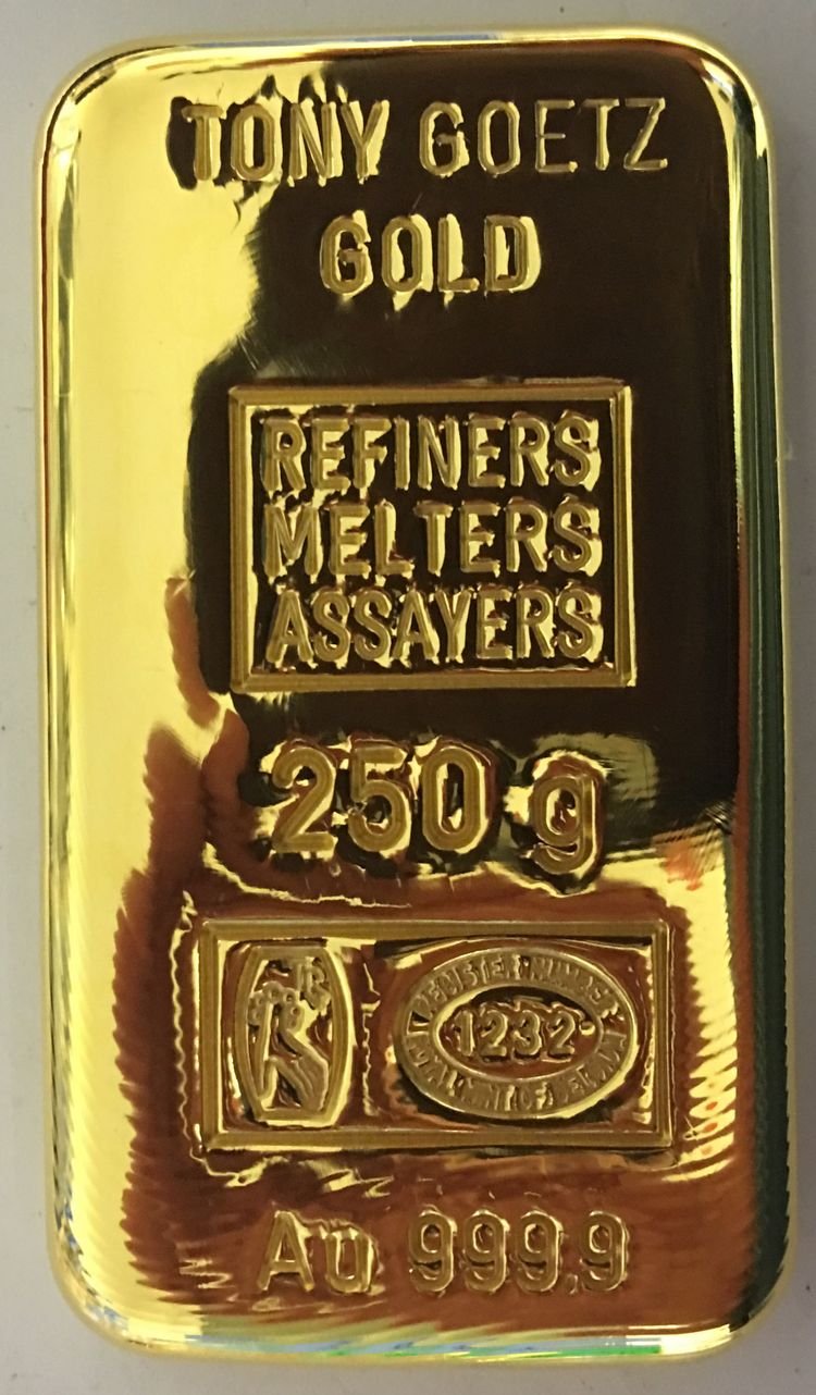 Tony Goetz Goldbarren 250g Tony Goetz Goldbarren 250g
