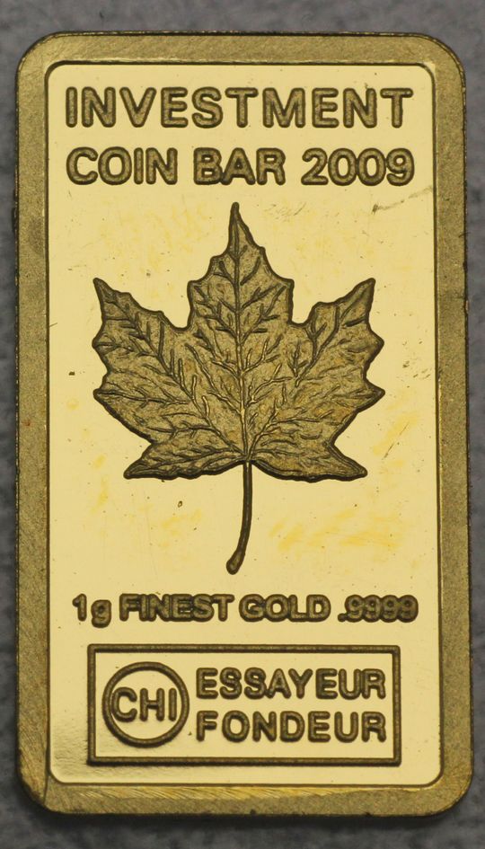 1g Goldbarren Motiv Maple Leaf