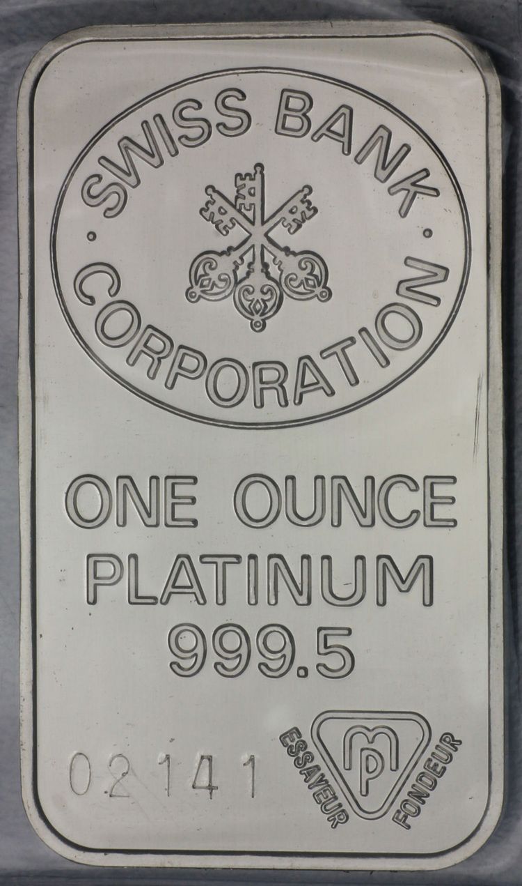 1oz Platinbarren Swiss Bank Corporation