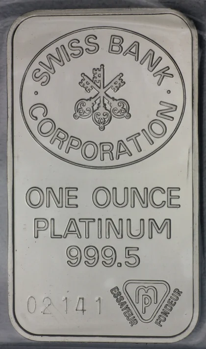 1oz Platinbarren Swiss Bank Corporation