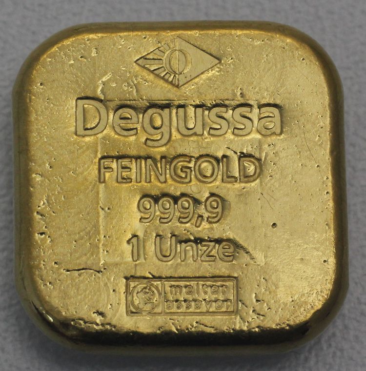 1oz Degussa Goldbarren quadratisch von Heimerle+Meule 1oz Degussa Goldbarren quadratisch von Heimerle+Meule