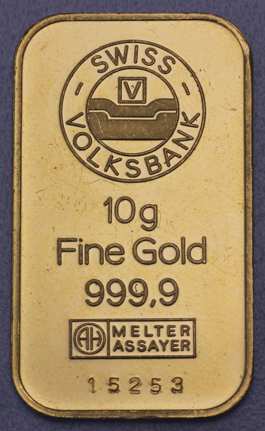10g Goldbarren Swiss Volksbank