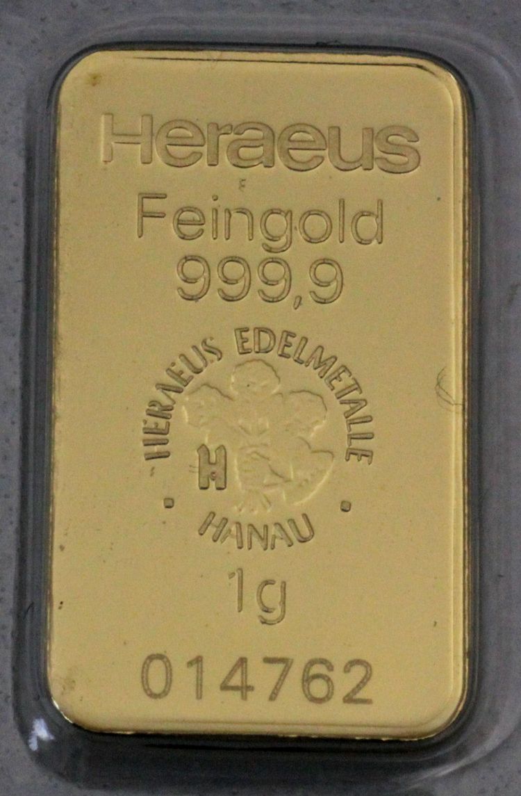 1g Heraeus Goldbarren 1g Heraeus Goldbarren