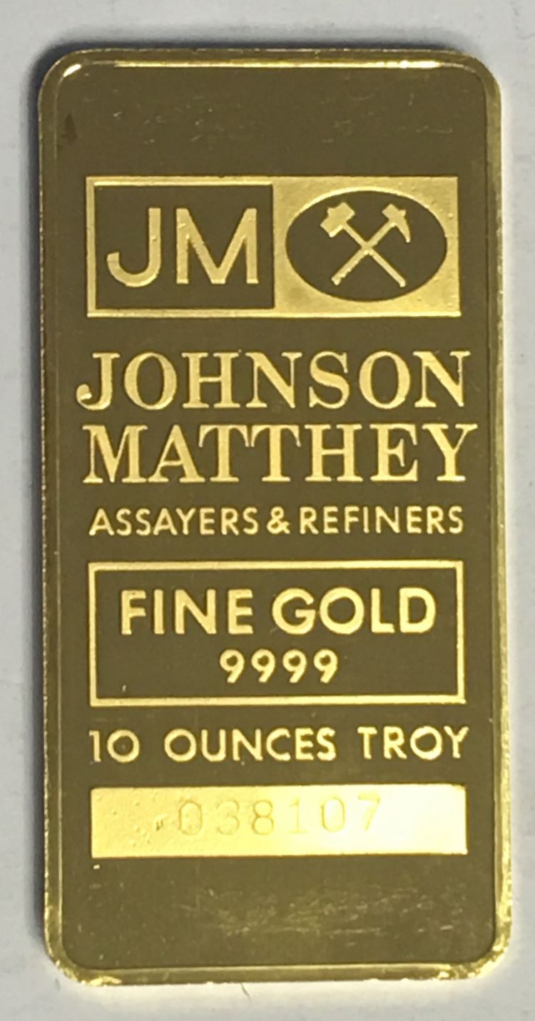 10 Ounces Fine Gold Johnson Matthey