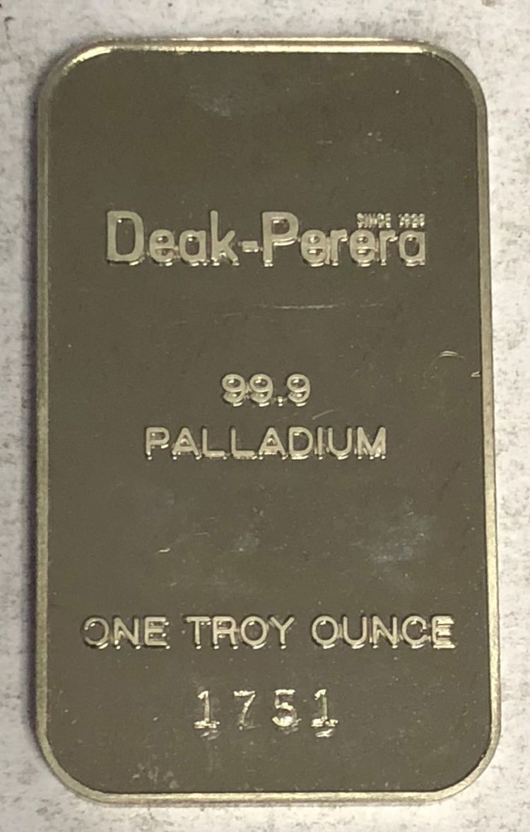 1oz Palladiumbarren Deak Perera