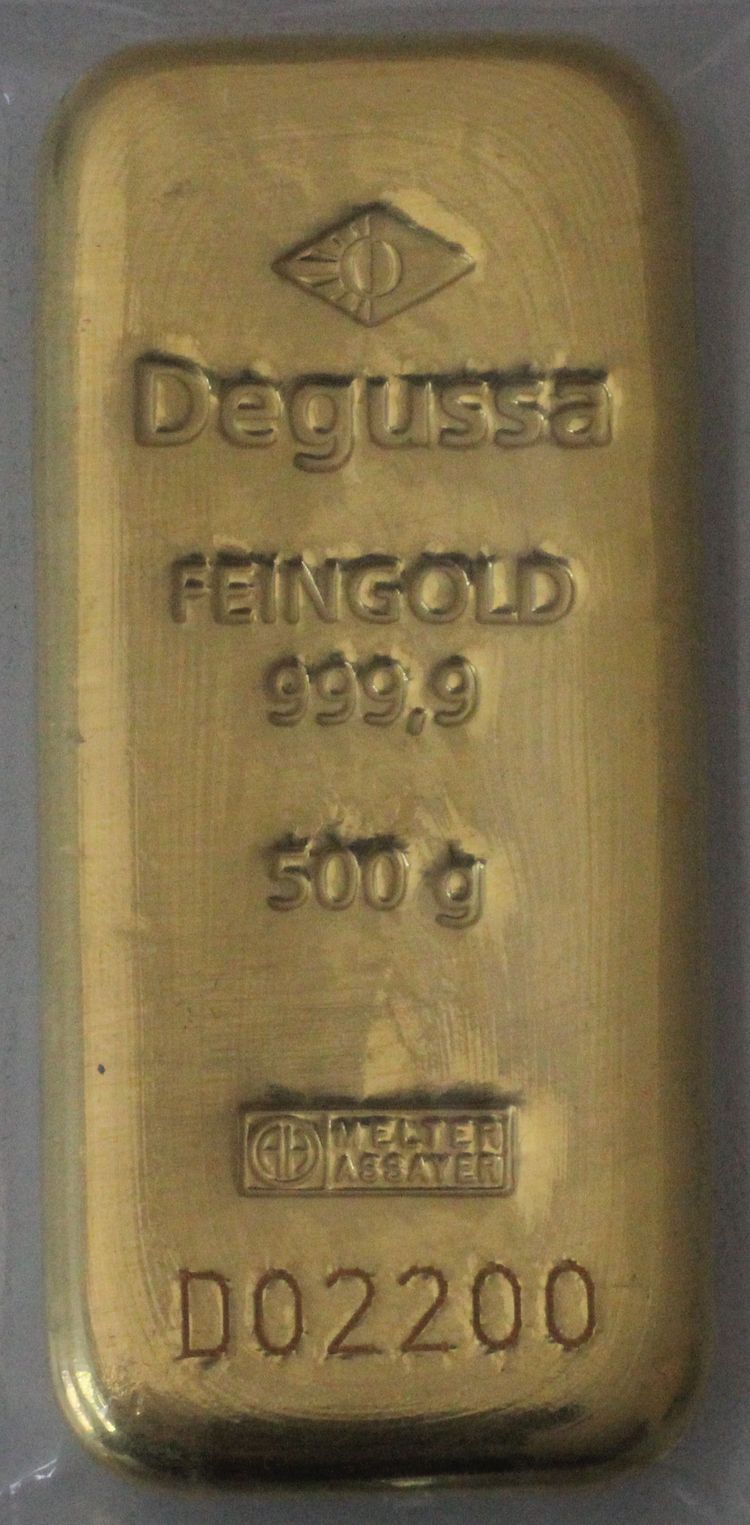 500g Goldbarren Degussa Goldhandel (Argor)