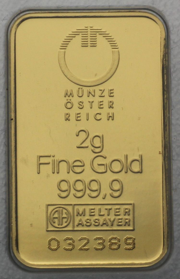 2g Goldbarren Münze Österreich