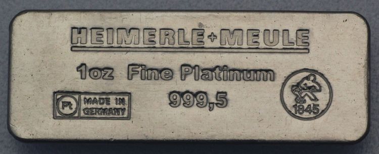 1oz Platinbarren Sargbarren Heimerle+Meule 1oz Platinbarren Sargbarren Heimerle+Meule