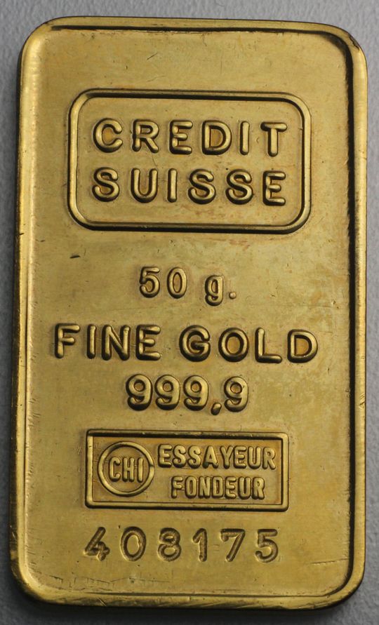 Gefälschter 50g Goldbarren Credit Suisse