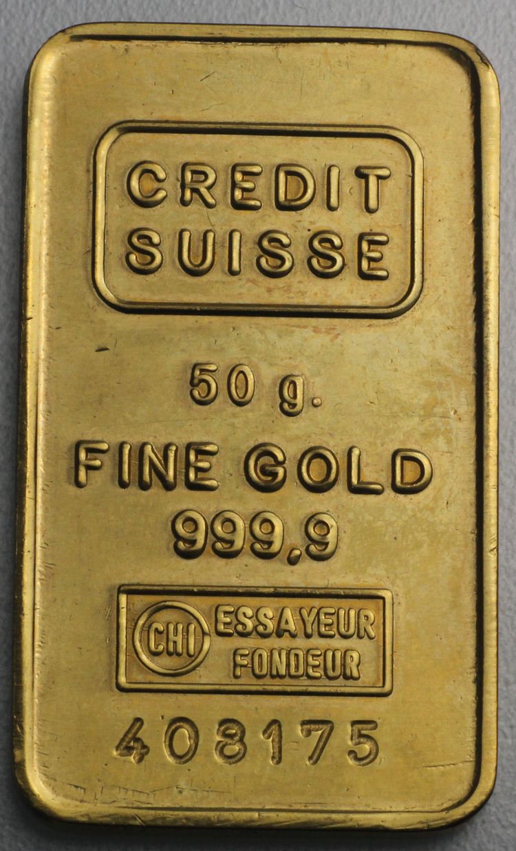 Gefälschter 50g Goldbarren Credit Suisse