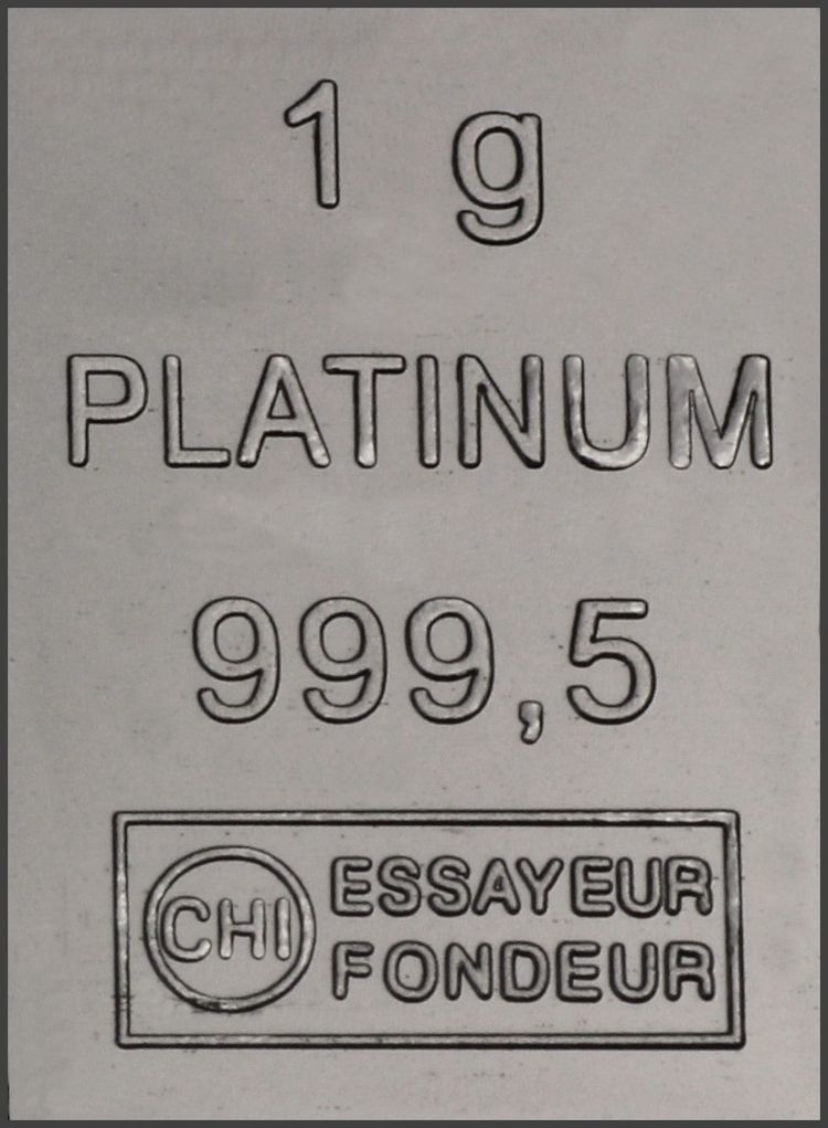 1g Platinbarren aus ESG Platintafel CombiBar